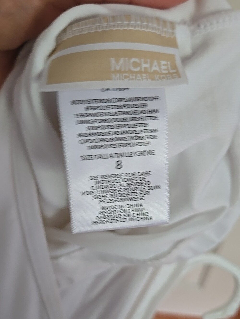 Michael Kors White Strapless One-Piece Swimsuit with Gold Logo - Picture 6 of 7